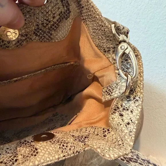 TMRW Studio Mateo Snakeskin Embossed Leather Fold-Over Clutch Purse Women's Bag - Picture 8 of 8